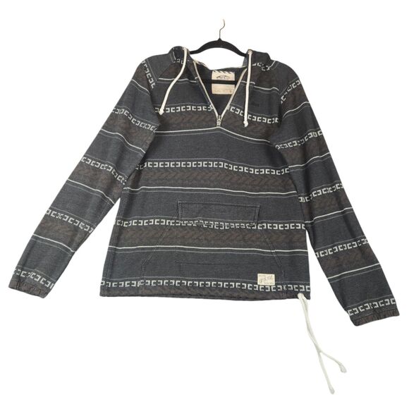 Vans Off The Wall Mens Small Hoodie 1/4 Zip Sweatshirt Grey Tribal Stripes - Picture 1 of 14
